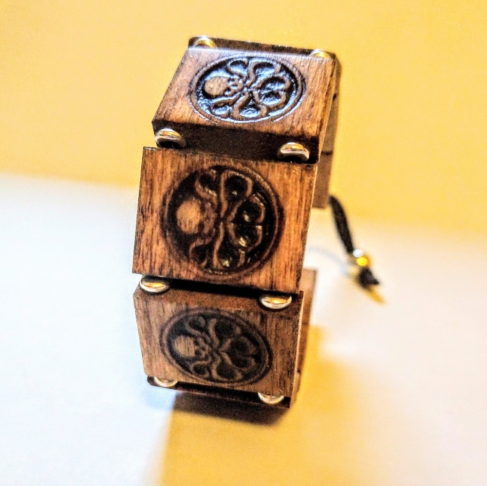 Hail Hydra! Engraved wood tile slip cord bracelet
